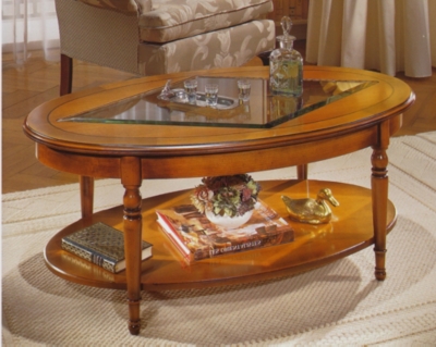 Table basse ovale plateau verre ...