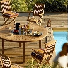Table ronde Brehat Teck Ø 180 cm  avec plate...