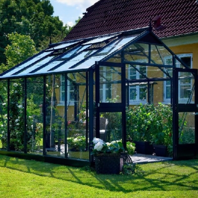 Serre grise adossable 9.61m² chalet & jardin Jardin Serre Créatif