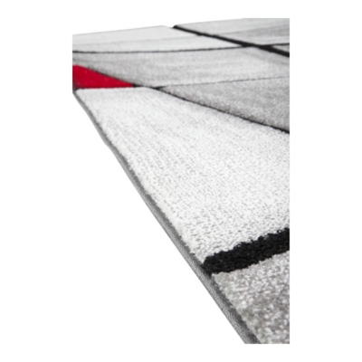 Tapis Effet 3d Gris Et Rouge Chic Allotapis