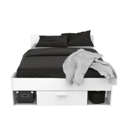 Lit Rangement Dompierre 120 X 190 200 Cm Blanc